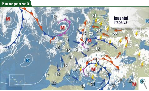 World Weather  on Europe Weather Map By Yle